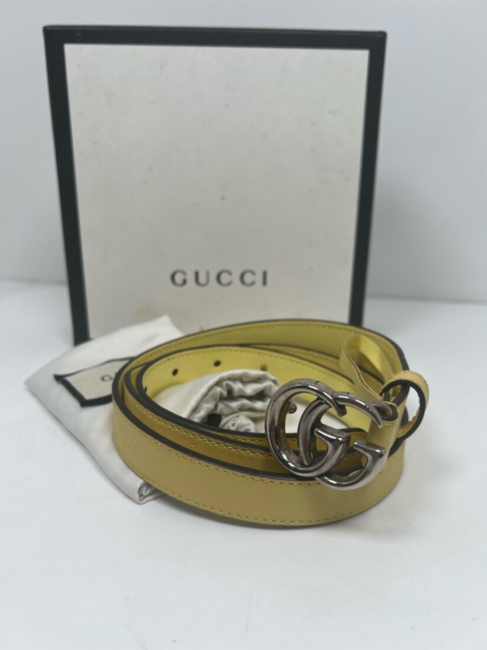 Gucci GG Marmont Belt Butter Yello Thin Size 90 / 36 Box + Dust Bag - Picture 3 of 7